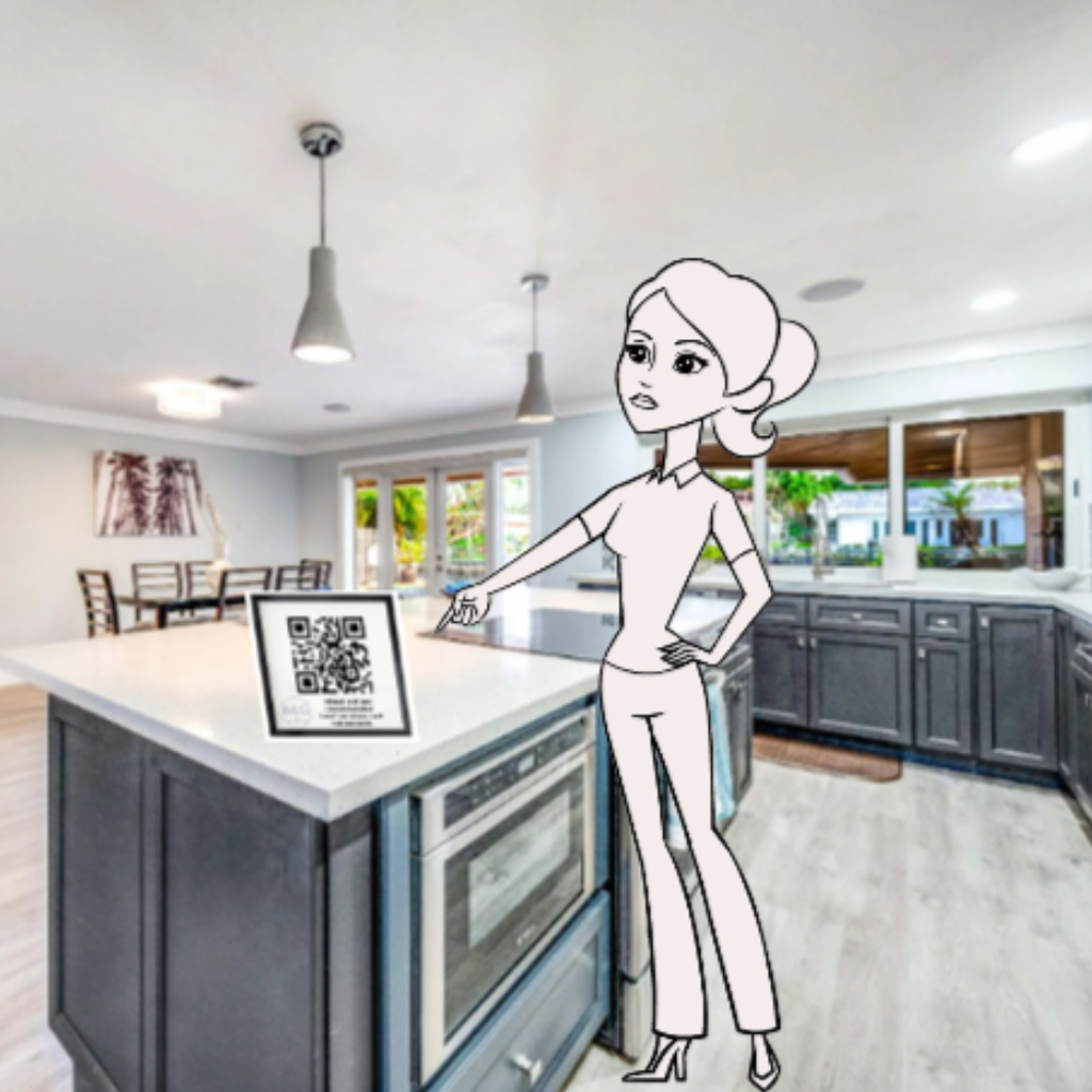 Guest pointing at QR in Short term stay unit