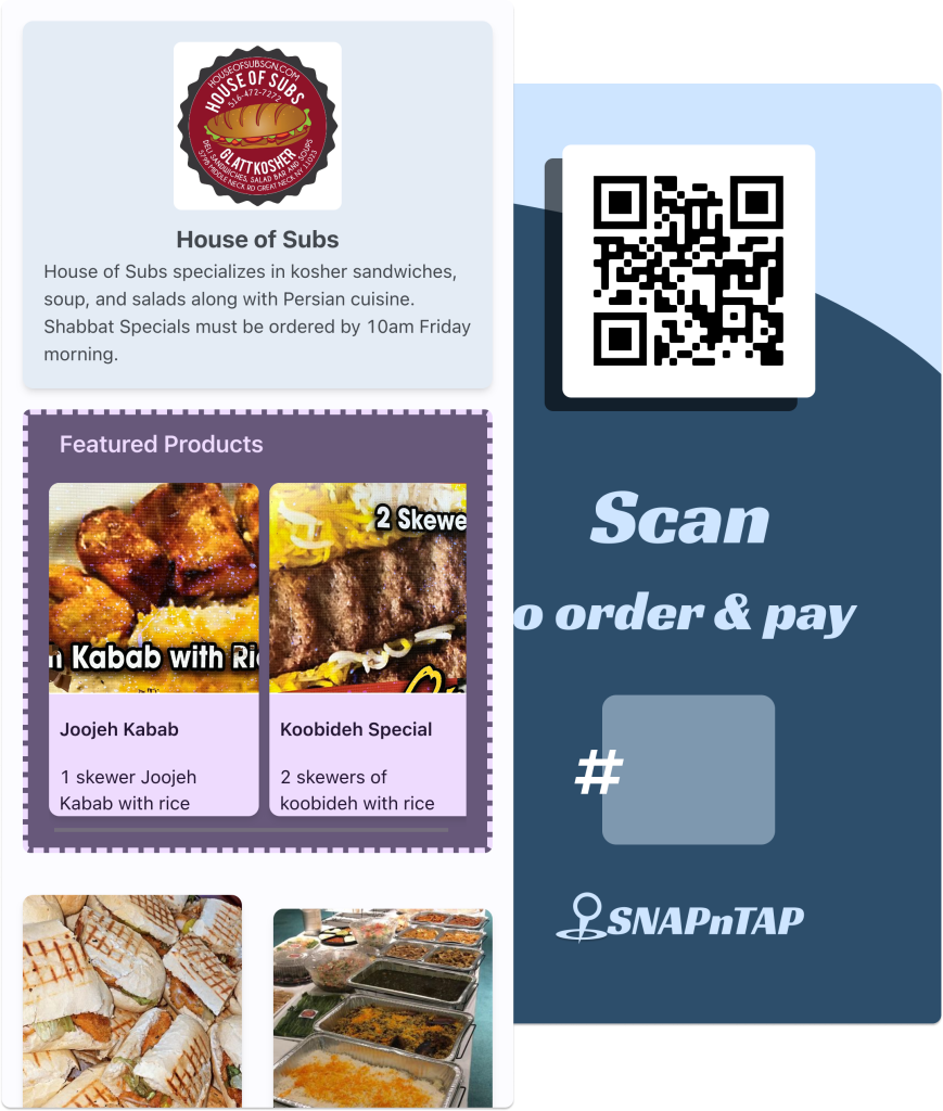 Menu landing page with QR sample