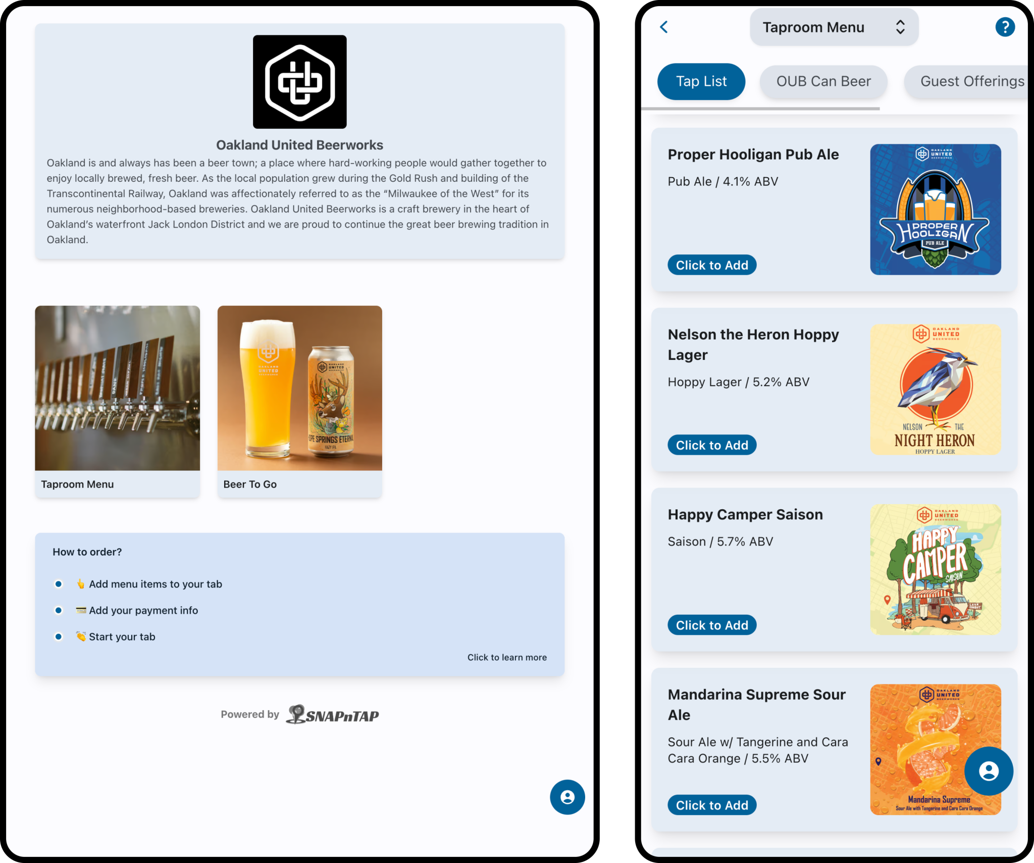 SNAPnTAP Online Store example